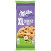 Milka, Cookies XL Nut, Biscotto Maxi Croccante con Golose Pepite di Cioccolato al Latte Milka e Nocciole Tostate, con Latte Alpino, Cacao Sostenibile, 184g (8 biscotti da 23g)