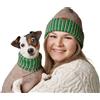 HUNTER Maglione per cani Odense, maglione per cani, morbido ed elastico, collo alto, look partner con berretto, lavabile, colore: beige/verde, taglia 35