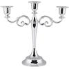 Jenngaoo Portacandele in Metallo 3 Braccia Candelabro Decorazione Casa Matrimonio Cene Romantiche Argento Dorato Stile Europeo per Interni Illuminazione Atmosferica Regalo Elegante