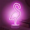 ALEENFOON LED Insegna con luce al neon Arredamento camera da letto Luci notturne Illuminazione interna Funziona a batteria e alimentato USB, per Festa di Natale Bar (Fenicottero Rosa)