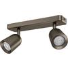 Eglo Camaldoli - Lampada da soffitto a 2 luci, faretto con 3 faretti flessibili, plafoniera in acciaio color bronzo, attacco GU10