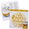 Decora 9270931 Stencil decorativo Happy Birthday Ø 25 Cm, in plastica per alimenti; perfetto per realizzare splendidi disegni su torte, dolcetti e biscotti. Made in Italy.