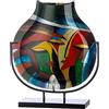 GILDE GLAS art Vaso decorativo su supporto in metallo nero - Face Face - Oggetto artistico dipinto a mano - Multicolore altezza 40 cm