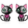 Qings Orecchini Bambina Gatto Nero Argento 925 Orecchini Anallergici, Gattino Gioielli Gatti Orecchini Donna Argento Sterling 925 Regalo di Compleanno per Ragazze Figlia