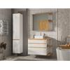 Mobile per bagno sospeso con lavabo singolo Legno e Bianco, colonna e armadietto bagno 94 cm - ANIDA