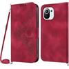 NETANY Cover per Xiaomi Mi 11 Lite 4G / 5G / NE con Cordino, Flip Portafoglio Custodia in Pelle, [2 Porta Carte][Magnetica],Custodia Libro Cover con Laccio per Xiaomi Mi 11 Lite 4G / 5G / NE (Rosso)