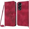 Netany Cover per Huawei Honor X50i 5G / 90 Lite 5G con Cordino, Flip Portafoglio Magnetica Custodia in Pelle, [2 Porta Carte][Chiusura Magnetica],Custodia Libro Antiurto Cover con Laccio (Rosso)