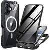 seacosmo Cover per iPhone 17 Privacy Magnetica, Compatibile con Magsafe, Antispy Schermo Integrata in Vetro Temperato, Protezione Fotocamera, Custodia 360 Gradi Antishock Fronte Retro - Nero