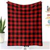 Chickwin Coperta Plaid Pile Flanella con Stampa Scozzese Singolo Matrimoniale 3D Calda Coperta Fluffy Copridivano Microfibra Morbida Invernale Coperte Trapunta Divano (130x100cm,Rosso Nero)