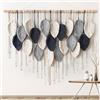 Weldomcor Macrame da Parete in Macramè, Decorazione Bohémien, Decorazione per la Casa, Camera da Letto, 100cm x 75 cm(Grigio)