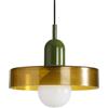 HJXDtech 25cm Lampada a Sospensione Moderna in Vetro Rotondo, Base E27, Regolabile in Altezza, Lampadario Sospeso da Soffitto per Cucina, Sala da pranzo, Camera da letto (Verde)
