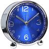 ALEENFOON Sveglia in metallo da 10 cm, senza ticchettio, silenziosa, a batteria, sveglia rumorosa per comodini, camera da letto, viaggi, bambini (blu)