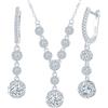 MicLee Collane ciondoli e orecchini di zirconi scintillante per donna: Parure di gioielli in argento 925 - Collana e orecchini di diamanti - Gioielli da sposa eleganti - Gioielli per feste in argento