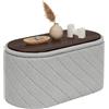 PINPLUS Panca Contenitore con Coperchio Imbottito, Ovale e Pieghevole, in Tessuto Boucle, come Poggiapiedi per Soggiorno e Camera, 76x38x38 cm, Grigio