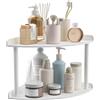 Sezanrpt Scaffale angolare in acrilico a 2 livelli, 24 x 24 x 21 cm, bianco, per bagno, cucina, camera da letto, ufficio, studio