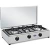 PARKER Fornello a Gas 3 Fuochi in Acciaio Inox con Piano Estraibile
