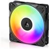 ARCTIC P12 Pro Reverse A-RGB 120 mm Ventola Premium con flusso d'aria inverso, Ventole PWM con splitter per cavo a Y, 500-3000 rpm, 0 rpm <5% PWM, 5V Digital RGB, FDB, 4-Pin - Nero