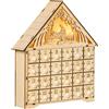 HOMCOM Calendario dell'avvento in legno HOMCOM con luci e 24 scatole per il conto alla rovescia - Wood Natural