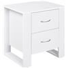 HOMCOM Comodino HOMCOM con 2 cassetti e gambe per camera da letto 48x39x54 cm bianco -
