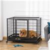 PawHut Gabbia per cani in metallo PawHut con ruote con vassoio rimovibile muslimate