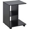 HOMCOM tavolo ausiliario moderno con ruote 45x35x58 cm nero -