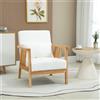 HOMCOM sedia da soggiorno imbottita in velluto con cuscino gambe in legno 68x75x78 cm - Cream