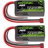 OVONIC Batteria Lipo OVONIC 3S 35C 2200 mAh 11.1 V Short Pack con connettore Deans per aerei, elicotteri, auto RC 1:14, aerei RC, confezione da 2