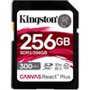 Kingston Technology Memoria flash Kingston Technology 256GB Canvas React Plus SDXC UHS-II 300R/260W U3 V90 for Full HD/4K/8K [SDR2/256GB]