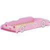 AIYAPLAY Letto per Bambini da 3-5 Anni a Forma di Macchina con Sponde Rialzate di Sicurezza, 140x70 cm, Rosa | Aosom Italy