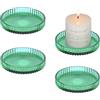 YoHyien 4 Pezzi Piattino Porta Candele 9 cm, Piatto per Candele in Vetro Trasparente, Sotto Candela per Tealight, Portacandele per Natalizie, Matrimonio Decorazione, Casa Festa e Cena (Verde)