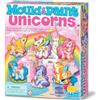 4M Modella e Dipingi Unicorni Glitter - Kit Creativo Set Gesso per Creare Calamite Frigo e Spillette, Gioco Educativo per Bambini, Regalo Artistico Fai-da-Te