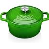 vancasso - Pentola in ghisa per il pane per 2-4 persone, in ghisa, diametro 22 cm, smaltata, in ghisa, per il pane, con coperchio, casseruola, per arrosto/stufato/cucinare, rotonda, colore verde, 3 L
