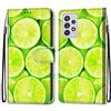 Mo-Somnus Cover per Samsung Galaxy A52 5G, Custodia in PU Pelle Magnetica Libro Flip Caso Antiurto Portafoglio [Supporto Stand] con Porta Carte e Cinturino da Polso Wallet Case (Limone)