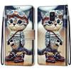 Mo-Somnus Cover per Samsung Galaxy A6 2018, Custodia in PU Pelle Magnetica Libro Flip Caso Antiurto Portafoglio [Supporto Stand] con Porta Carte e Cinturino da Polso Wallet Case (Gatto 1)