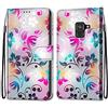 Mo-Somnus Cover per Samsung Galaxy A8 2018/A530F, Custodia in PU Pelle Magnetica Libro Flip Caso Antiurto Portafoglio [Supporto Stand] con Porta Carte e Cinturino da Polso Wallet Case (Fiore 1)