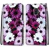 Mo-Somnus Cover per Samsung Galaxy A6 2018, Custodia in PU Pelle Magnetica Libro Flip Caso Antiurto Portafoglio [Supporto Stand] con Porta Carte e Cinturino da Polso Wallet Case (Fiore 2)