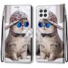 Mo-Somnus Cover per Samsung Galaxy A22 4G, Custodia in PU Pelle Magnetica Libro Flip Caso Antiurto Portafoglio [Supporto Stand] con Porta Carte e Cinturino da Polso Wallet Case (Gatti 4)