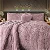 Dolce Vari DV Premium Snuggle - Set di biancheria da letto in pile con copripiumino lussuoso, super morbido, caldo e confortevole, in pelliccia (rosa cipria, singolo)