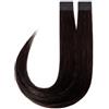 Rapunzel of Sweden Premium Tape Extensions Straight / Classic Tape 4 cm / 8 pieces 1.2 Black Brown 40 cm Extension per capelli 18 g