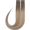 Rapunzel of Sweden Premium Tape Extensions Straight / Classic Tape 4 cm / 8 pieces Brown Ash Blonde Balayage B5.1/7.3 40 cm Extension per capelli 18 g