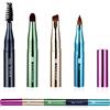 simarro 4 in 1 Set di pennelli per il trucco, pennelli per il trucco portatili da viaggio rimovibili pennello per ombretto pennello per sopracciglia pennello a vite pennello per labbra (colore)