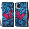 Mo-Somnus Cover per Samsung Galaxy A51 5G, Custodia in PU Pelle Magnetica Libro Flip Caso Antiurto Portafoglio [Supporto Stand] con Porta Carte e Cinturino da Polso Wallet Case (Farfalla)