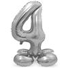 Folat 64714 Palloncino di alluminio con Base Numero Figura 4 Argento 86 cm - decorazione palloncino di elio per compleanno, anniversario