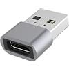 PremiumCord Adattatore USB-C a USB 2.0 A femmina a maschio, 480 Mbps, Alluminio, colore: Grigio