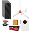 VEVOR Kit di Energia Eolica Solare 24V 1000W, 6 Pannelli Monocristallini da 100W, Turbina Eolica da 400W, Batteria LiFePO₄ 25,6V 100Ah Inverter Solare Ibrido Fuori Rete per Camper, Barca