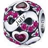 ShiYu Charm di luglio per braccialetto Charm Pandora in argento Sterling 925 Cuore d'amore Charm Bead Gioielli Regali per donne ragazze