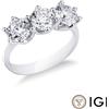 Gioielli di Valenza Anello trilogy lineare in oro bianco 18k con diamanti, 3.00 ct