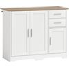 HOMCOM Credenza Moderna in Legno con 2 Cassetti e 2 Armadietti, 100x40x78 cm, Bianco e color Legno | Aosom Italy