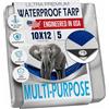 KING-A-MA-JIGS 10 'ft x 12' ft all-purpose TARP - impermeabile - resistente agli strappi - resistente alla muffa (blu/argento)