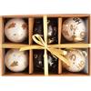 Ciao- Set 6 sfere decoupage ornamentali Ho Ho Ho (Ø7,5cm) con nastro in tessuto per albero di Natale in giftbox avana